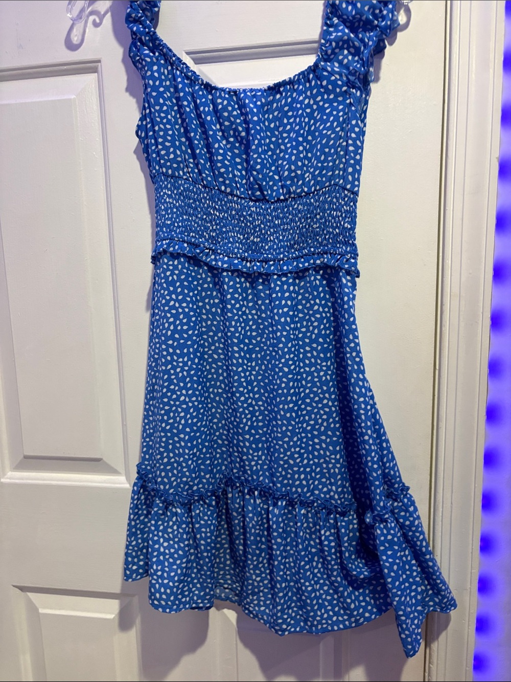 Blue Smocked Ruffle Sundress - Picture 2 of 4